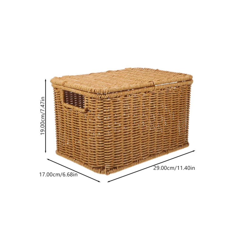 Large Natural Rattan Storage Basket with Lid for Home Organization and Clothing Storage - Image 6