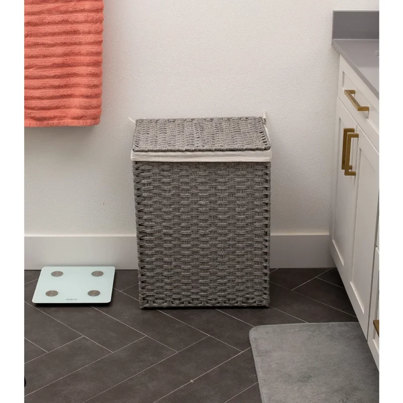 Large Handwoven Rattan Laundry Hamper with Lid and Removable Liner for Bedroom and Bathroom Storage - Image 6