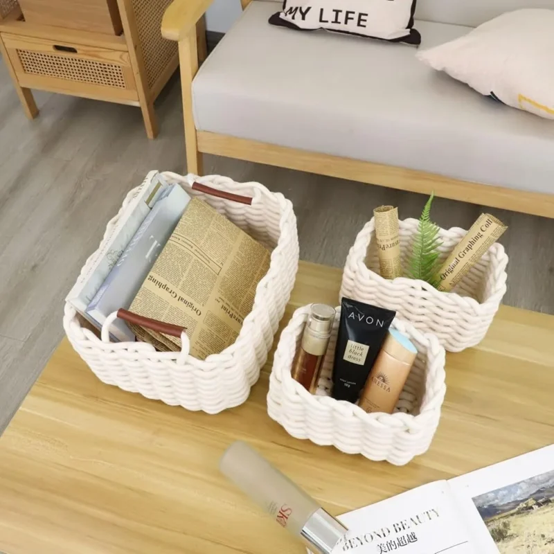 Large Handcrafted Cotton Rope Storage Basket with Handles for Home Organization and Nursery Storage - Image 5
