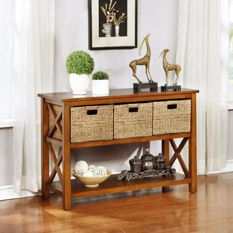Extra Large Rectangular Water Hyacinth Storage Baskets with Iron Frame for Home Organization - Image 2