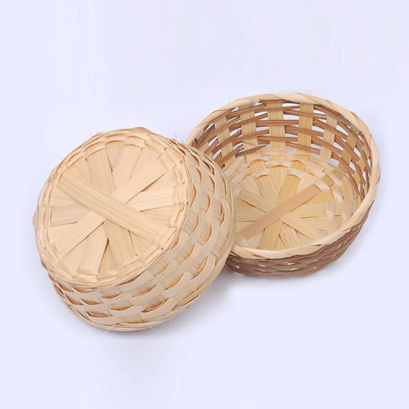 Natural Woven Bamboo Storage Basket Set of 5 with Handles for Kitchen Organization and Gift Giving - Image 5