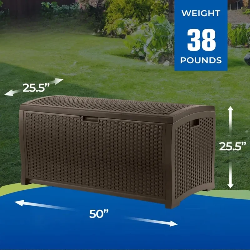 Extra Large 99-Gallon Wicker Resin Outdoor Storage Chest with Handles for Patio and Garden Organization - Image 3