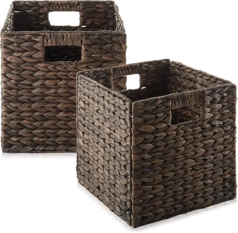 Handcrafted Water Hyacinth Storage Basket Cube with Collapsible Design for Home Organization and Decluttering - Image 7