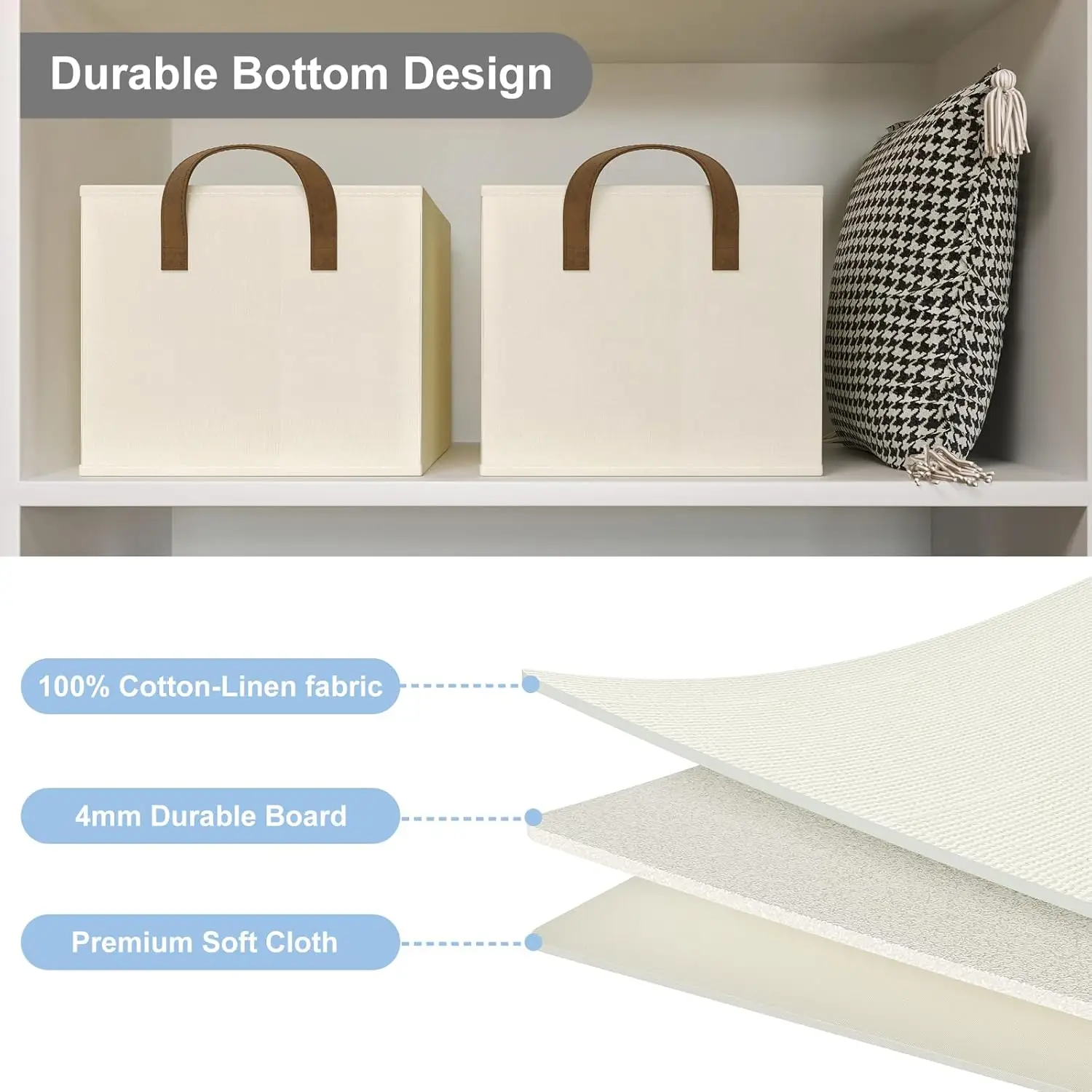 Versatile fabric storage baskets with handles for uniform room organization