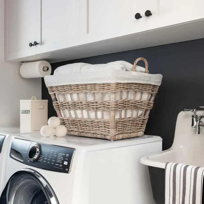 Large Round Rattan Laundry Basket with Removable Handle for Home Organization and Storage - Image 6