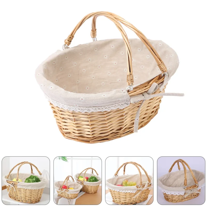 Handcrafted Willow Wicker Flower Basket with Handle for Wedding Ceremonies and Home Decor - Image 4