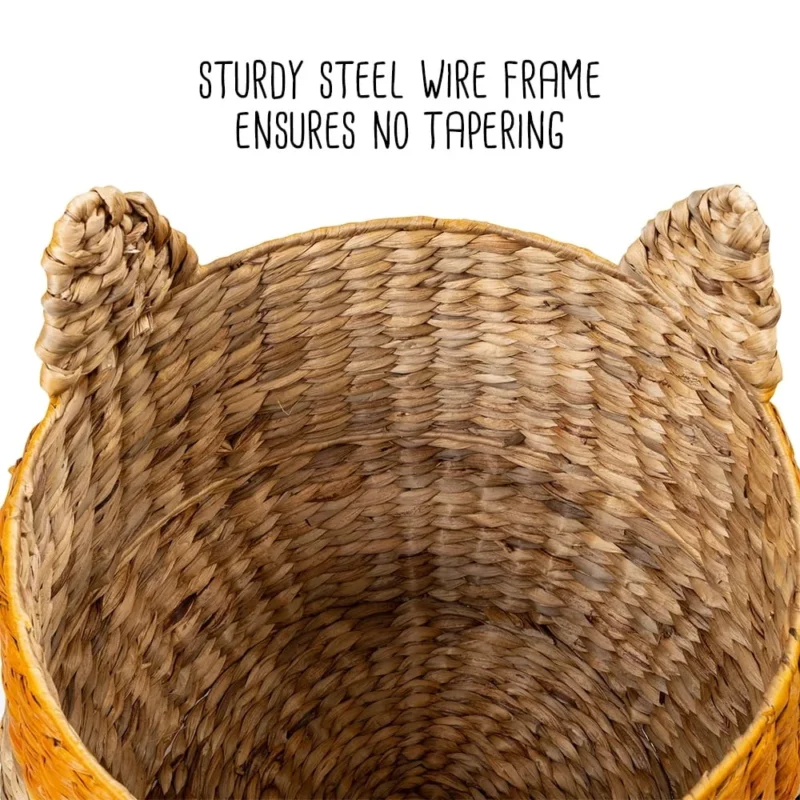 Adorable Fox Shaped Wicker Storage Basket Set with Handles for Kids Room Toy Organization - Image 6