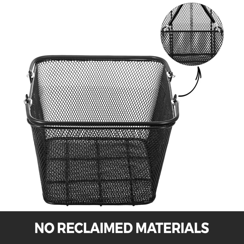 Set of 12 Black Metal Shopping Baskets with Handles for Retail Storage and Organization - Image 3