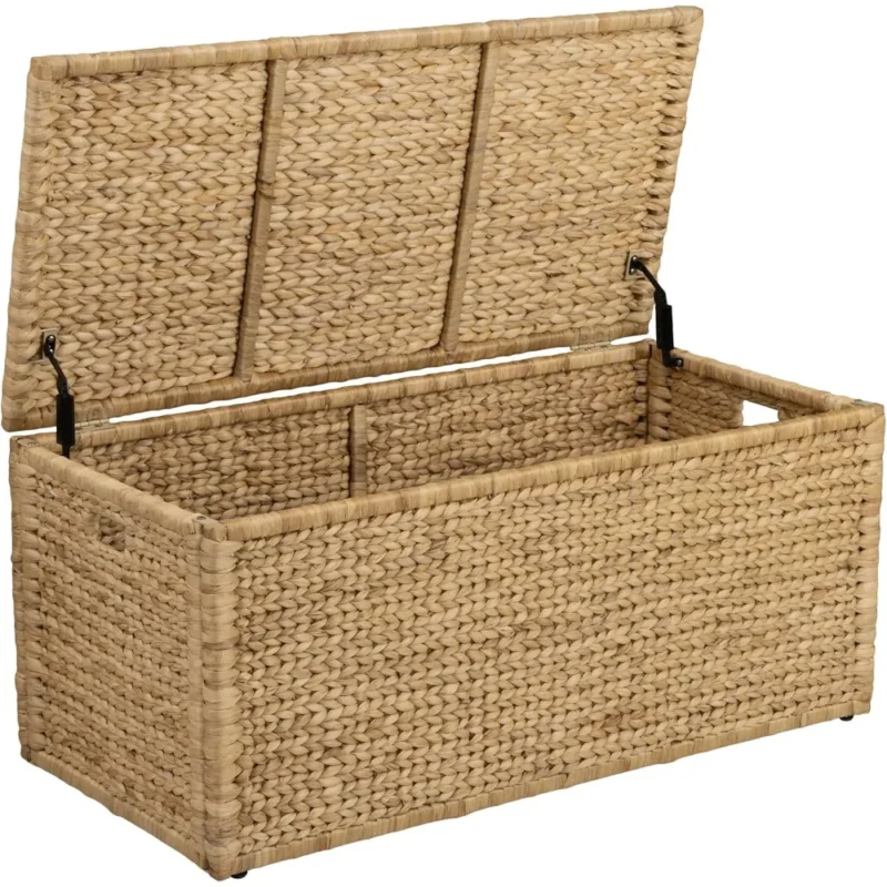 Large Natural Water Hyacinth Storage Trunk with Metal Frame for Home Organization - Image 2