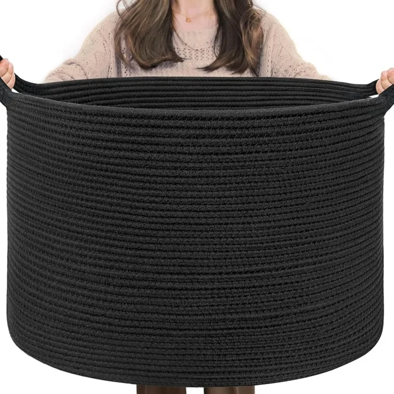 Extra Large Cotton Rope Storage Basket with Handles for Home Organization Laundry Toys - Image 2