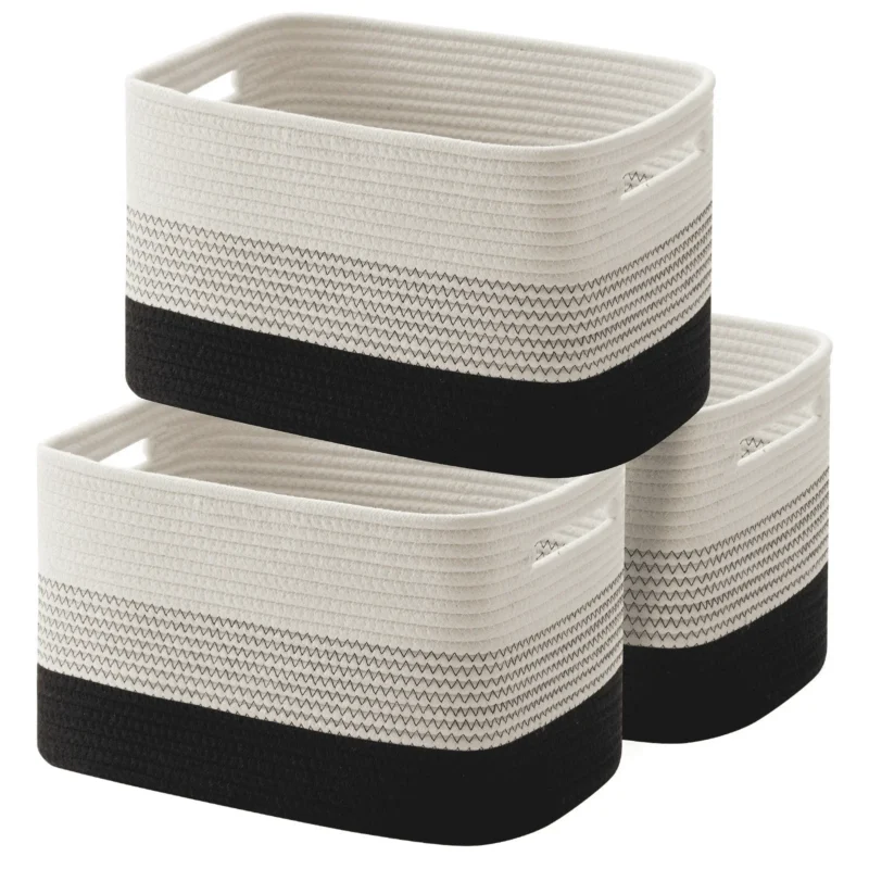 Natural Woven Storage Basket Set of 3 with Handles for Home Organization and Laundry - Image 8