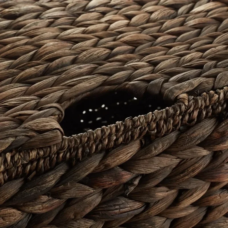 Handwoven Water Hyacinth Rectangular Storage Baskets with Lids Set of 2 for Home Organization Shelves - Image 5