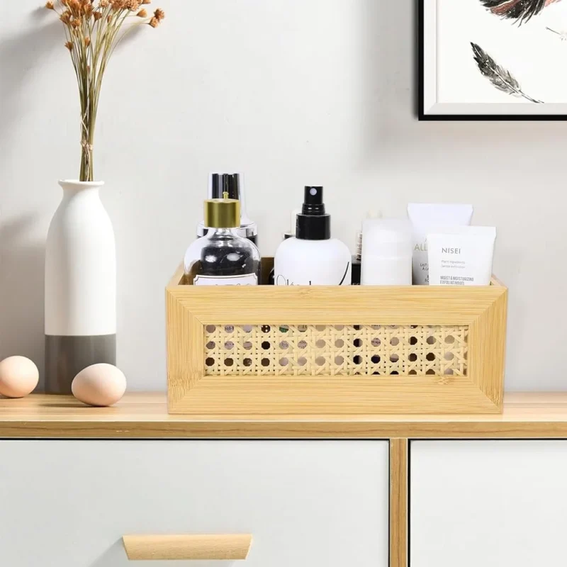 Natural Rattan Storage Basket Set with Handles for Home Organization and Decoration - Image 3