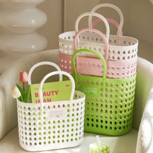 Handcrafted Natural Wicker Laundry Basket with Handles for Bathroom and Outdoor Storage