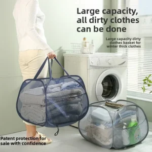 Extra Large 90L Foldable Wicker Laundry Basket with Wide Opening for Clothes and Toy Storage