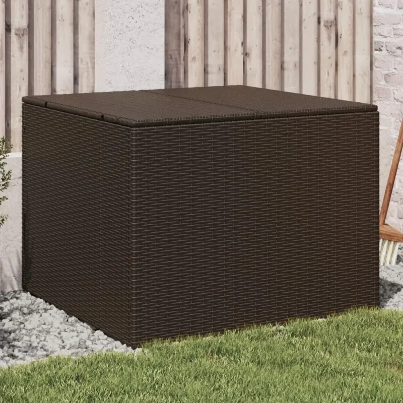 Large Wicker Rattan Patio Storage Chest with Hinged Lid for Outdoor Organization - Image 9