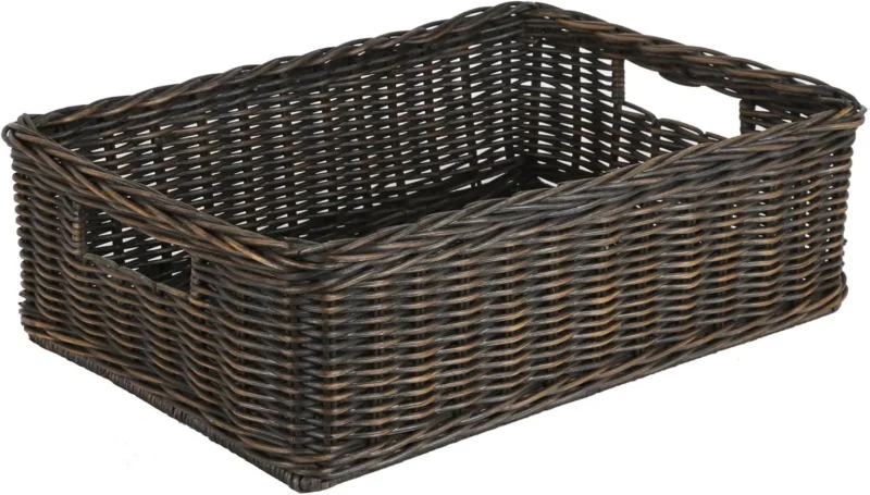 Extra Large Rectangular Wicker Storage Basket with Handles for Under Bed Organization - Image 7