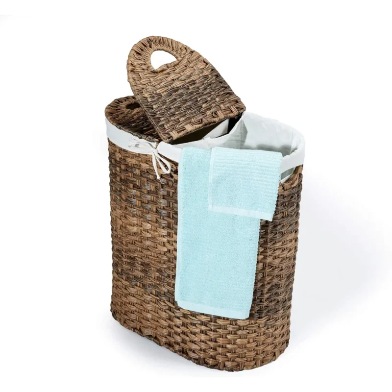 Large Handwoven Bamboo Laundry Basket with Handles for Bathroom Organization and Home Storage - Image 4