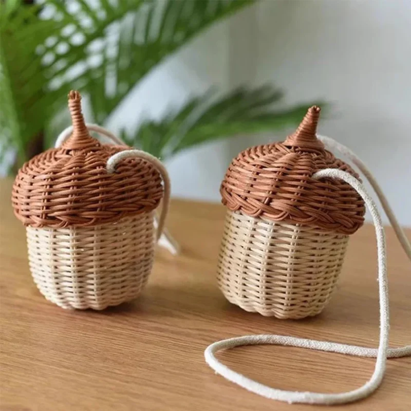 Handcrafted Mushroom Rattan Picnic Basket with Handle for Kids Outdoor Activities and Toy Storage - Image 6