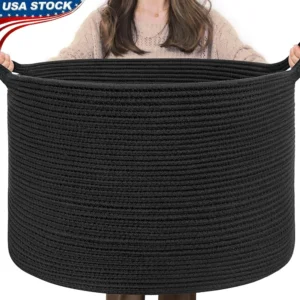 Extra Large Cotton Rope Storage Basket with Handles for Home Organization Laundry Toys