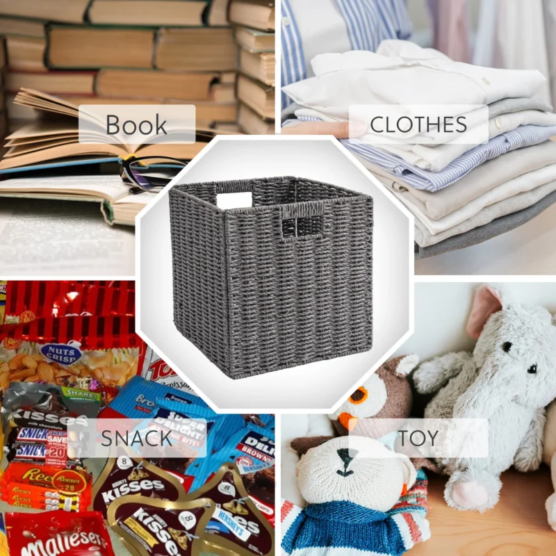 Large Square Hand-Woven Wicker Storage Baskets with Handles for Home Organization and Bedroom Decor - Image 5