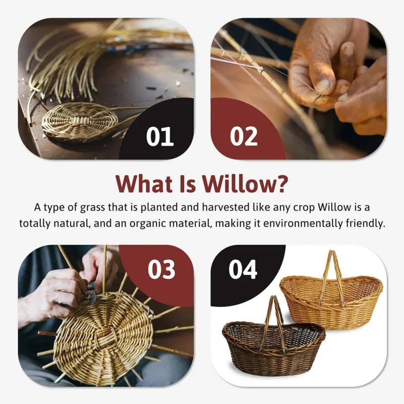 Small Natural Wicker Storage Basket with Handles for Home Organization - Image 5