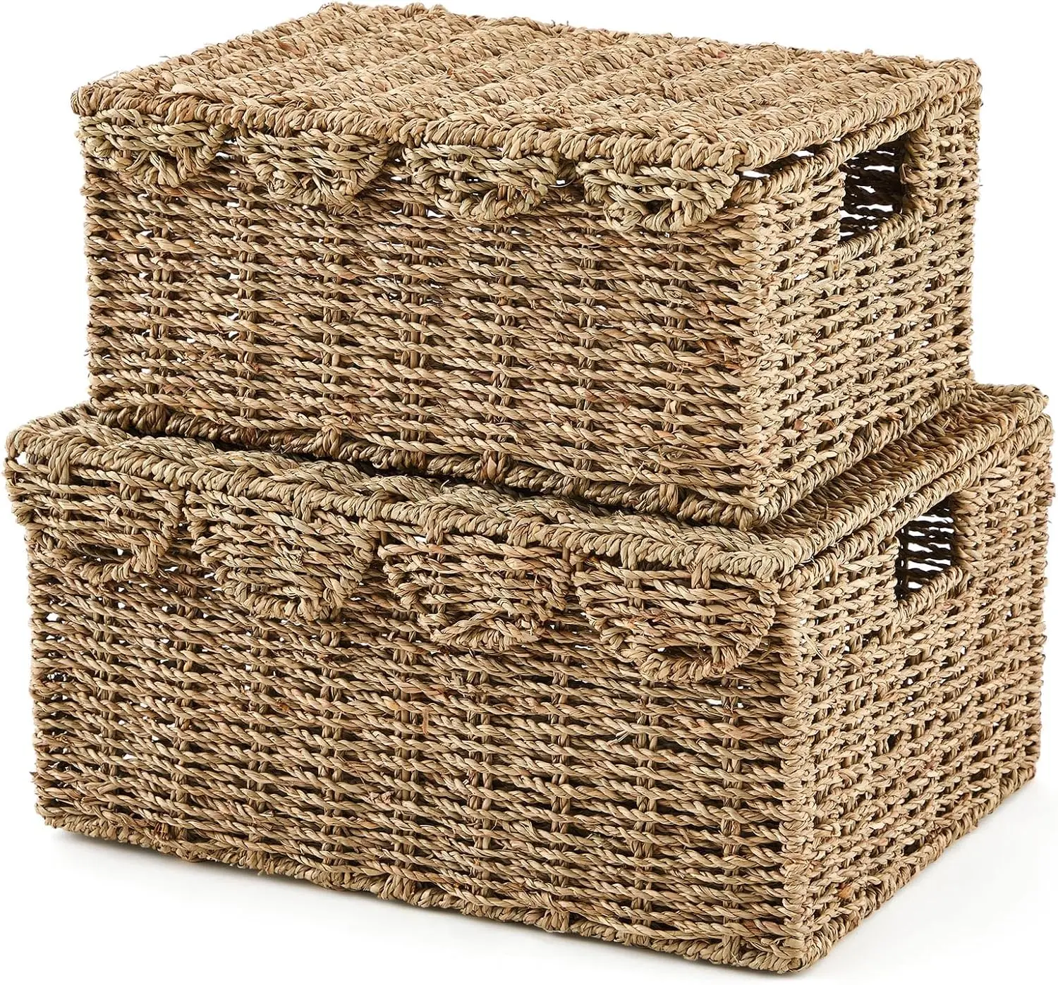 Multi-functional lidded wicker storage basket for versatile small space organization