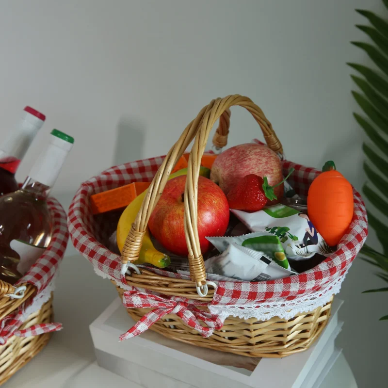 Handcrafted Natural Rattan Picnic Basket with Handle for Outdoor Dining and Storage - Image 2