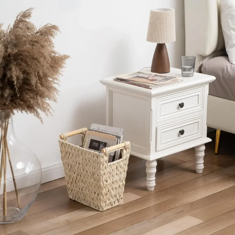 Natural Wicker Bathroom Waste Basket with Waterproof Liner for Home Bathroom Decor - Image 3