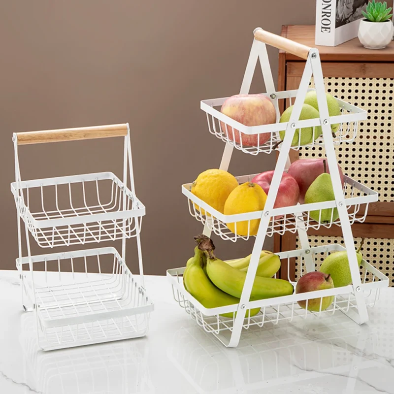 3-Tier Collapsible Mesh Hanging Storage Basket for Kitchen Fruit and Snacks Organization - Image 2