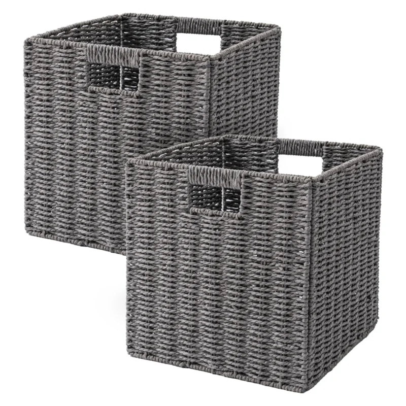 Large Square Hand-Woven Wicker Storage Baskets with Handles for Home Organization and Bedroom Decor - Image 8