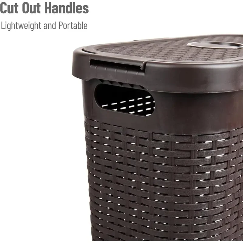 Slim 40L Wicker Laundry Hamper with Lid for Bathroom Storage and Organization - Image 5