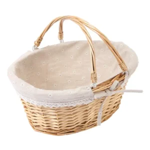 Handcrafted Wicker Flower Girl Basket with Handle for Weddings and Home Storage