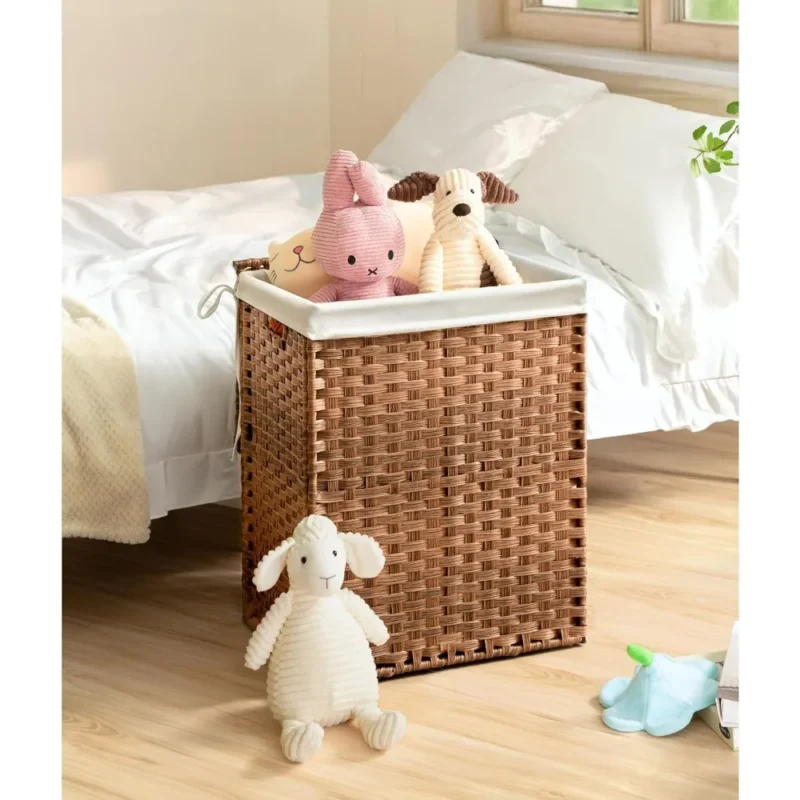 Large Wicker Laundry Hamper with Lid and Removable Liner Bag for Bathroom and Bedroom Storage - Image 6