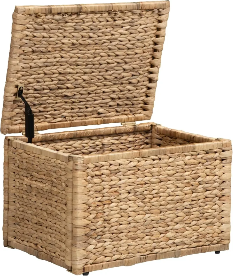 Large Natural Water Hyacinth Storage Trunk with Metal Frame for Home Organization - Image 7