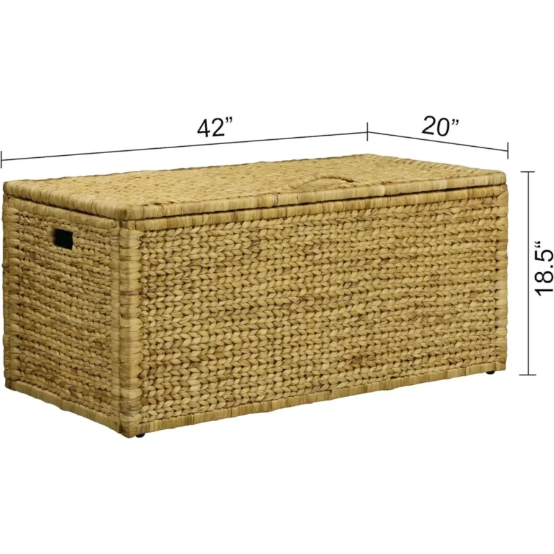 Large Natural Water Hyacinth Storage Trunk with Metal Frame for Home Organization - Image 6
