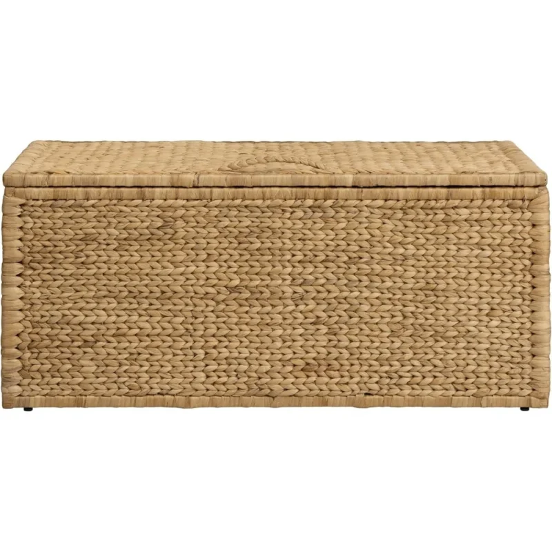 Large Natural Water Hyacinth Storage Trunk with Metal Frame for Home Organization - Image 5