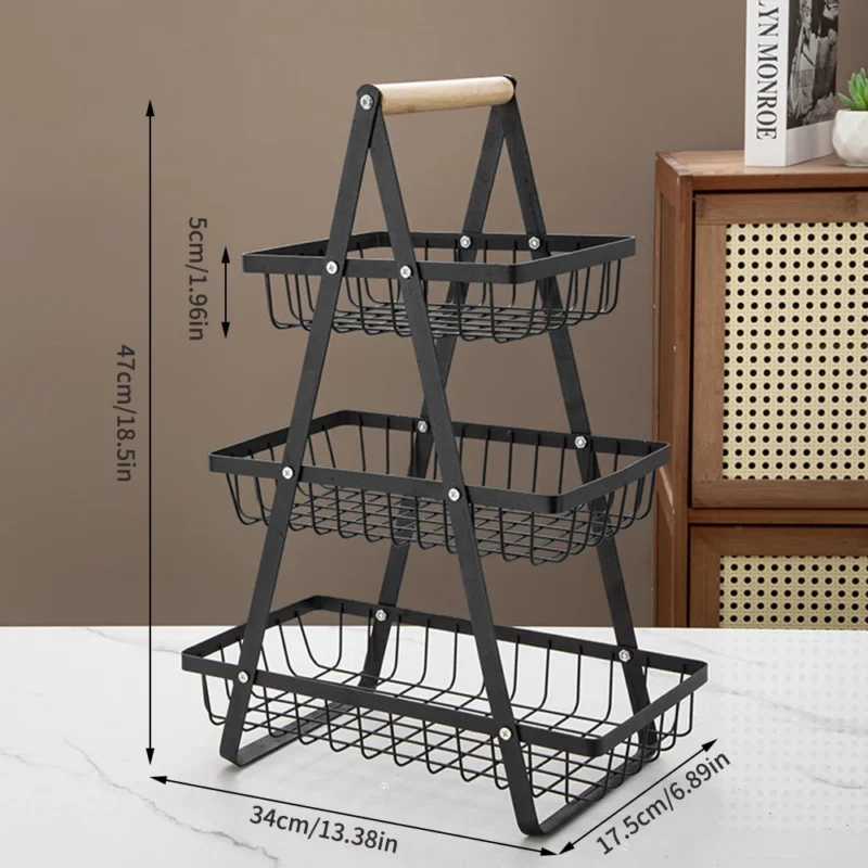 3-Tier Collapsible Mesh Hanging Storage Basket for Kitchen Fruit and Snacks Organization - Image 6