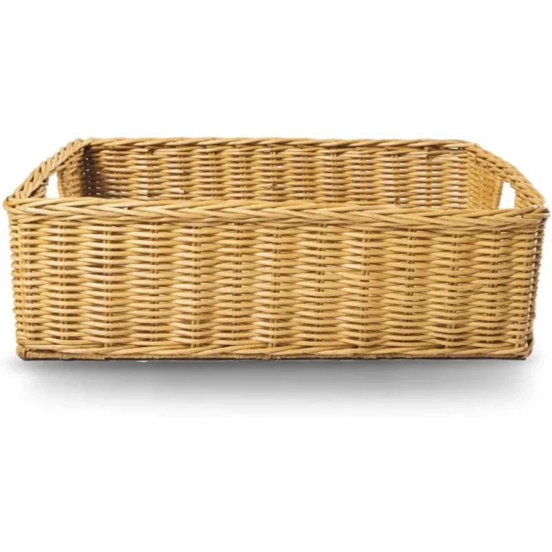 Extra Large Rectangular Wicker Storage Basket with Handles for Under Bed Organization - Image 4
