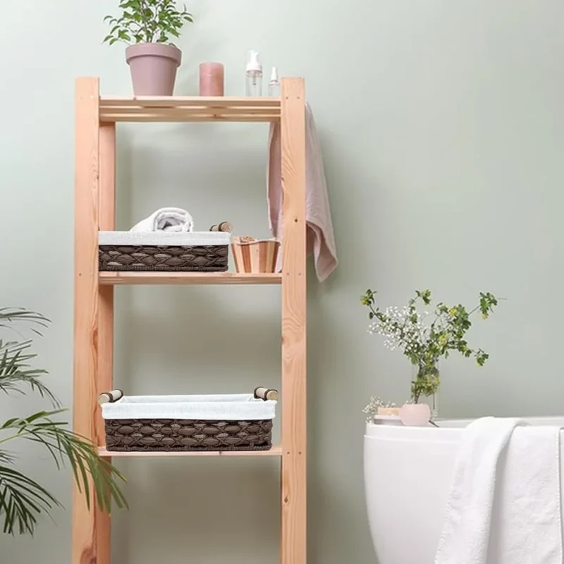 Handcrafted Natural Wicker Storage Basket with Handle for Bathroom Organization - Image 6