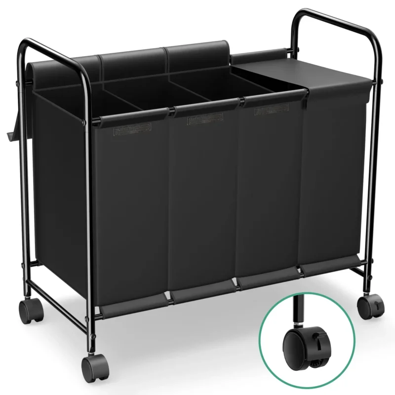 Large 3-Section Laundry Hamper with Wheels and Lids for Bedroom Organization - Image 7