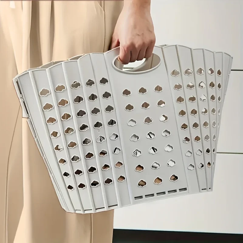 Foldable Plastic Laundry Hamper with Handles for Wall-Mounted or Portable Storage - Image 4