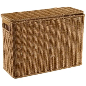 Handcrafted Natural Rattan Storage Basket with Lid and Handle for Home Organization