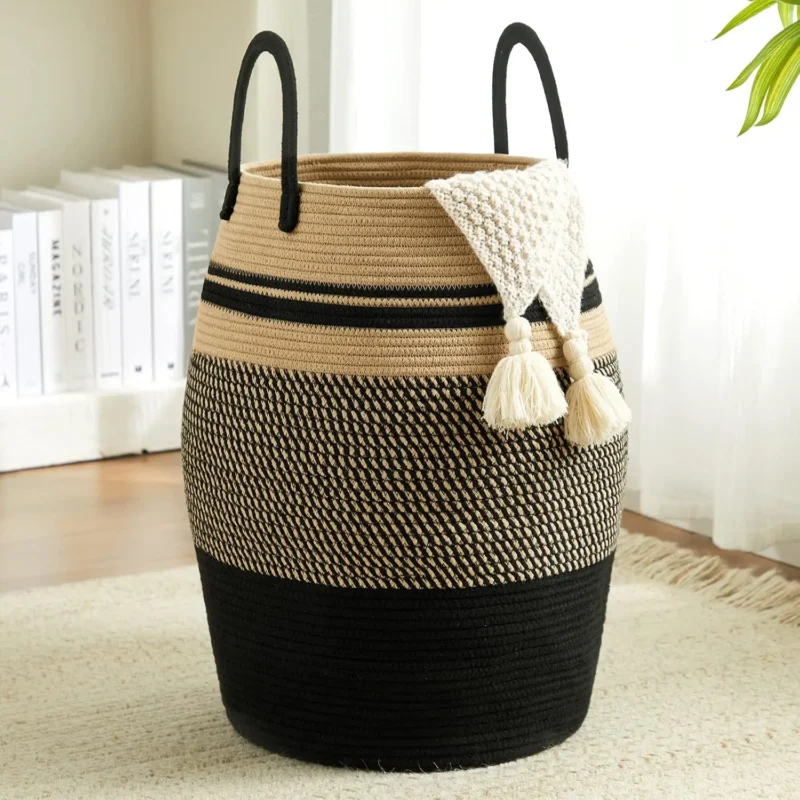 Extra Large 105L Woven Laundry Hamper with Handles for Clothes, Blankets and Toys Storage - Image 10