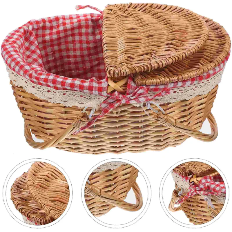 Small Seagrass Wicker Storage Basket with Lid for Rustic Home Organization - Image 2
