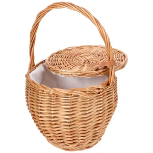 Handcrafted Wicker Flower Basket with Handle for Picnic Gatherings and Floral Arrangements 20.5cm