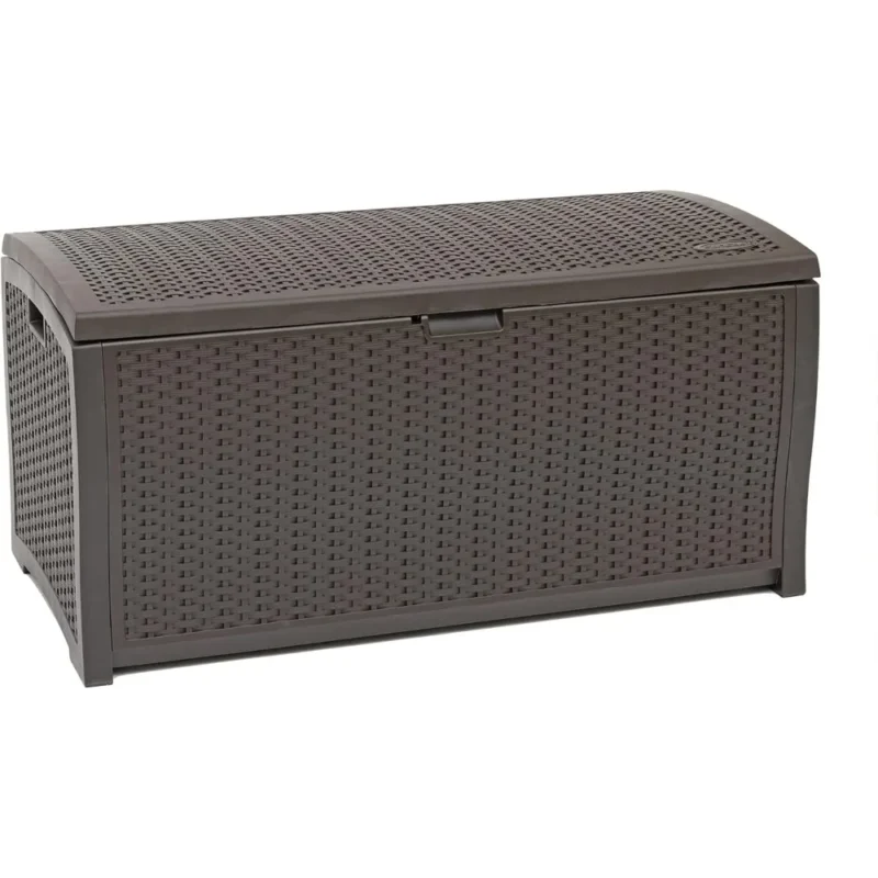 Extra Large 99-Gallon Wicker Resin Outdoor Storage Chest with Handles for Patio and Garden Organization - Image 2