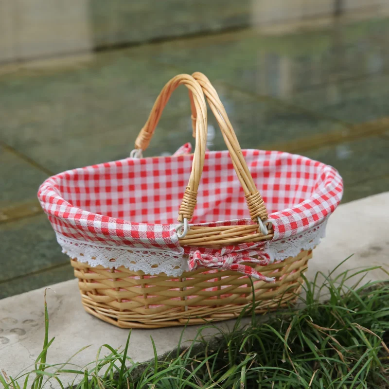 Handcrafted Natural Rattan Picnic Basket with Handle for Outdoor Dining and Storage - Image 9