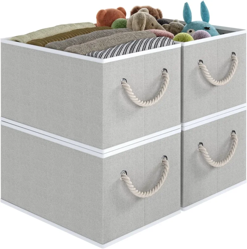 Large Linen Storage Baskets with Handles for Shelves Closet and Bedroom Organization 3-Pack - Image 8