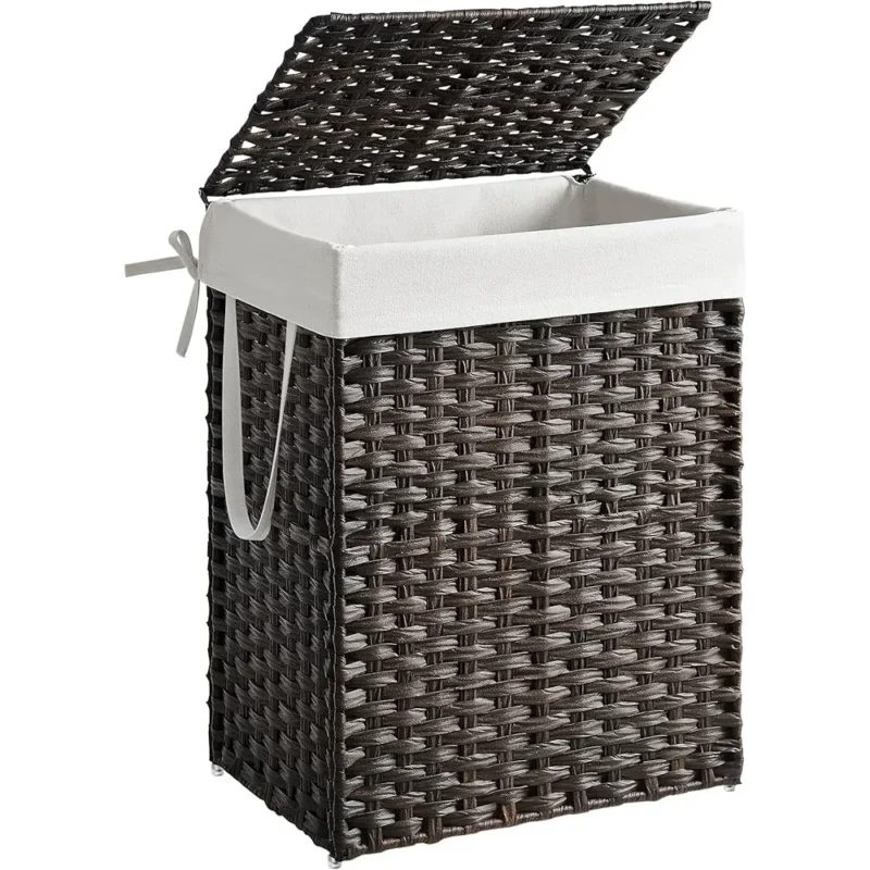 Large Rattan Laundry Hamper with Lid and Removable Liner for Bathroom Storage and Organization - Image 2